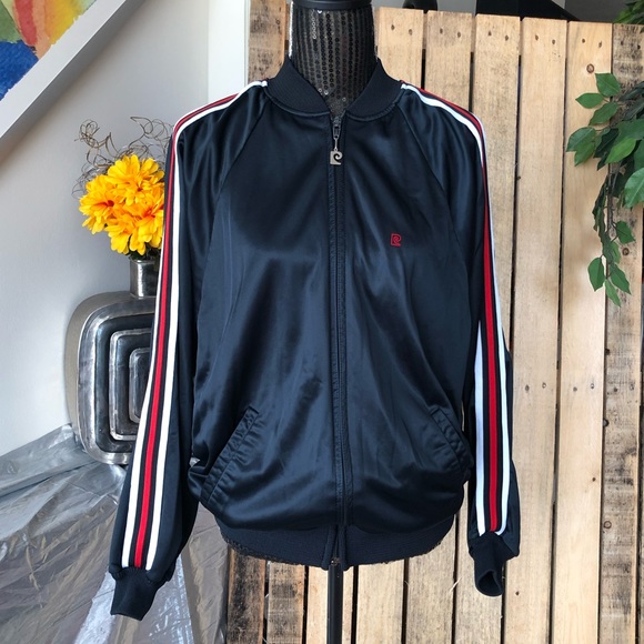 Pierre Cardin Women’s Jacket Black w. Red & White Stripes Vintage / Retro Sz. M - Picture 4 of 10